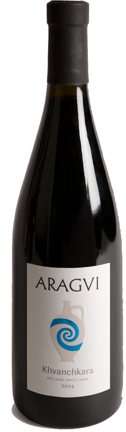 Bottle of ARAGVI Khvanchkara, cut out on cream