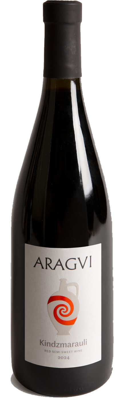 Bottle of ARAGVI Kindzmarauli, cut out on cream