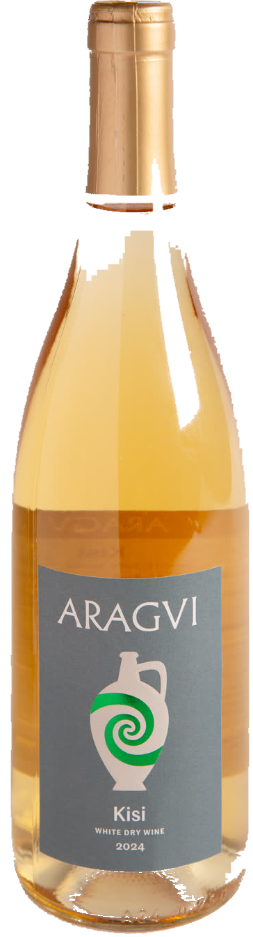 Bottle of ARAGVI Kisi, cut out on cream